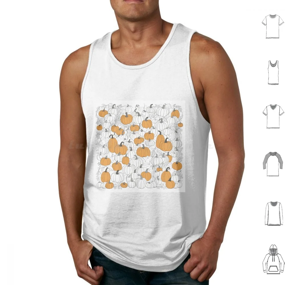 Pumpkins Gentle Fall Descent Tank Tops Vest Sleeveless Nature Bounty Seasonal Agriculture Golden Leaves Leafy Bliss