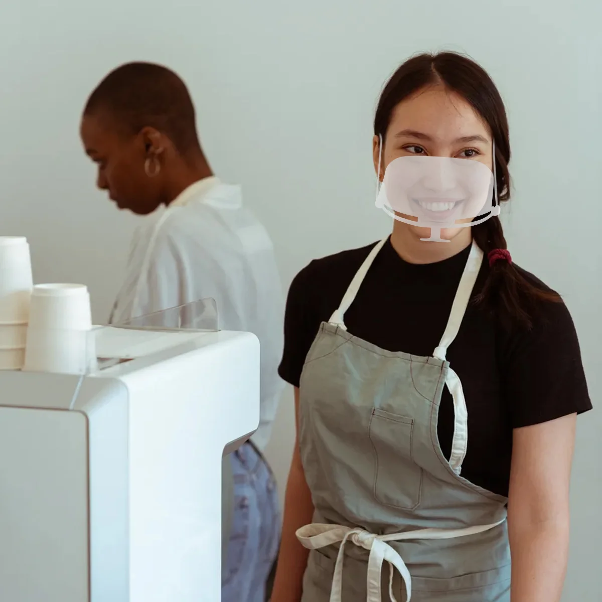 Maschera per il viso trasparente antiappannamento da 10 pezzi in plastica leggera e confortevole per l'uso della ristorazione dell'hotel del ristorante