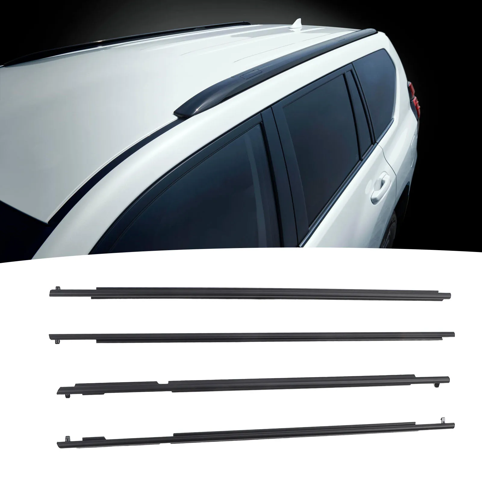Car Door Window Weatherstrip Sealing Belt Molding Trim Set 75711-60072  for Toyota Land Cruiser Prado 150 Series 2010 to 2020 view 2