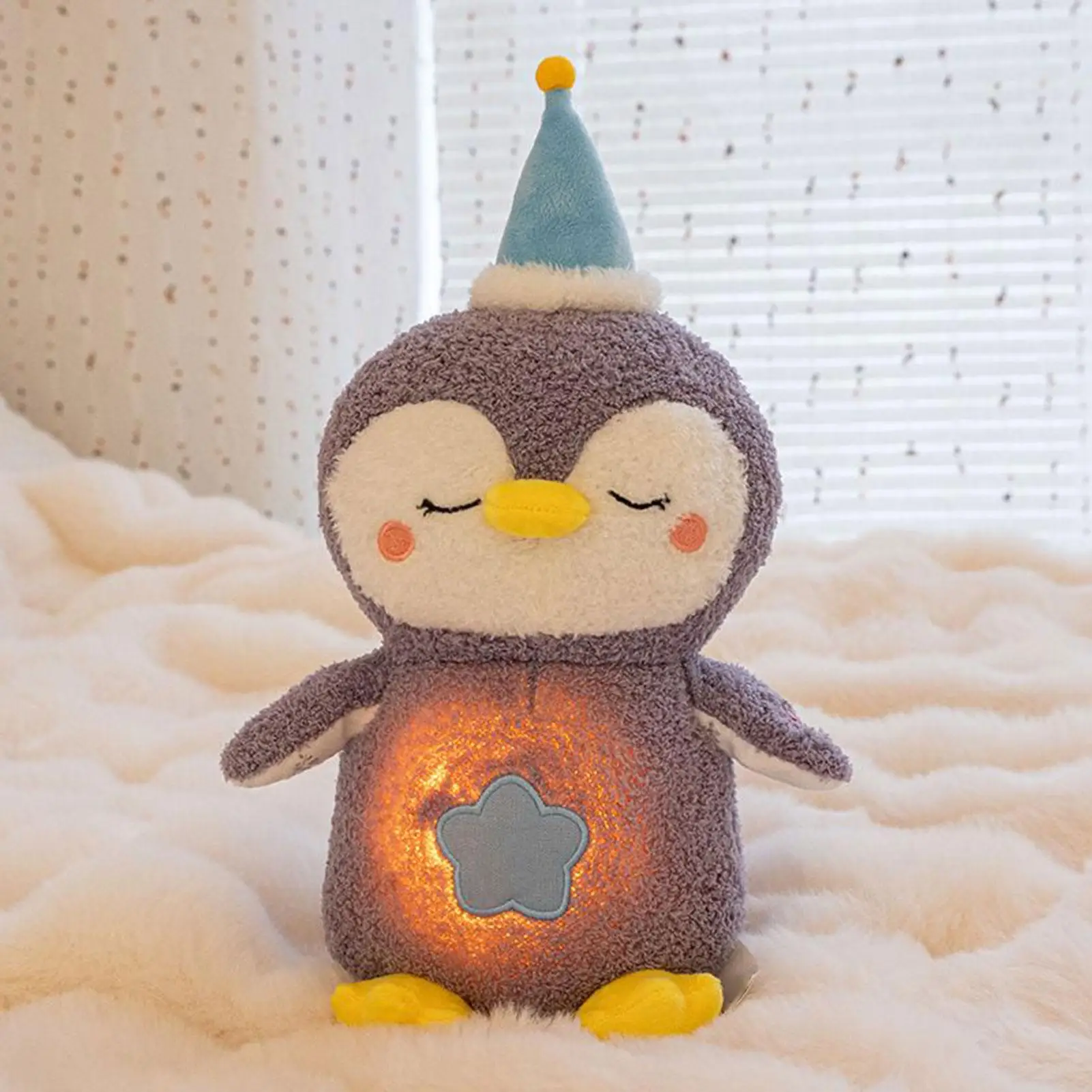 

Мягкая плюшевая игрушка-пингвин со светом и музыкой, сенсорная игрушка для детей, для снятия тревоги, расслабления, декор для спальни и детской комнаты