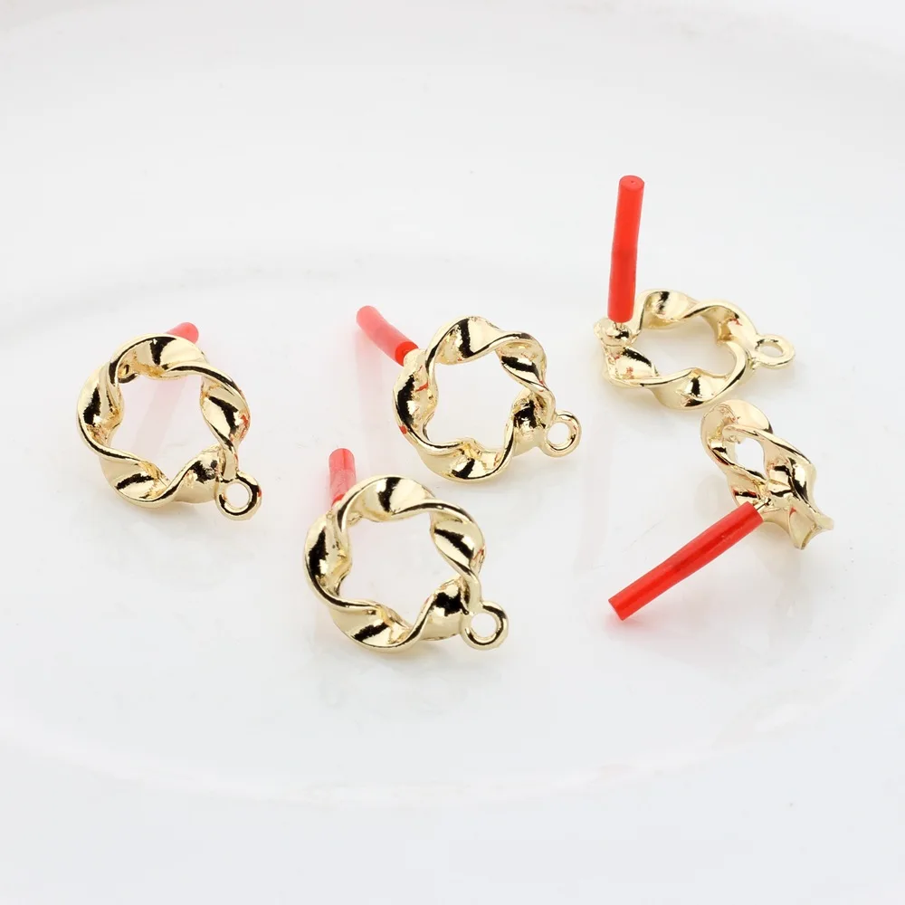 6pcs 18x15mm Gold Farbe unregelmäßigen Ohrring hand gefertigte Ohr stecker Basis verbinder Schmuck Zubehör für DIY machen Ergebnisse