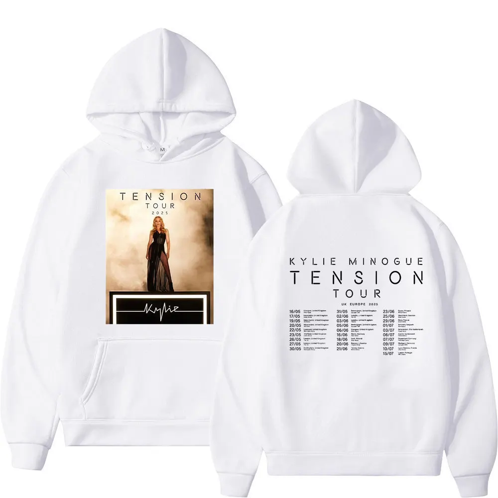 Sänger Kylie Minogue Tension World Tour 2025, bedruckter Kapuzenpullover für Herren und Damen, hochwertiger Pullover, langärmelig, übergroßes, lockeres Sweatshirt