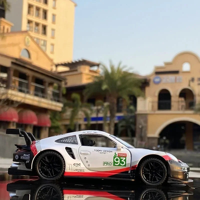 نموذج سيارة زرقاء Porsche GT3 RSR ، نموذج سيارة سبيكة ، ديكور سيارة محاكاة ، لعبة هدية جمع ، لعبة صبي الصب يموت ، A40