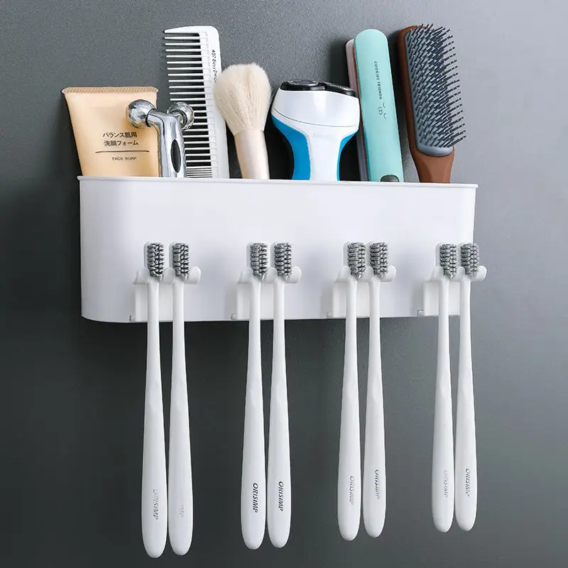 2022 New Toothbrush Holder Wall Set Toothbrush Cup Mouthwash Cup Toothpaste Squeezer Tooth Cup Household Washing Table Shelf