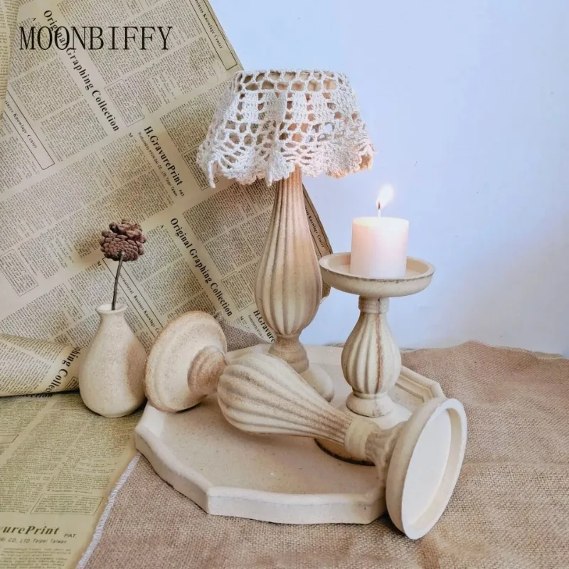 

Unfinished Candle Holder Candlestick for Home Decor Wedding Room Decoration Pillar Candle Holders Retro Candlesticks Ornament