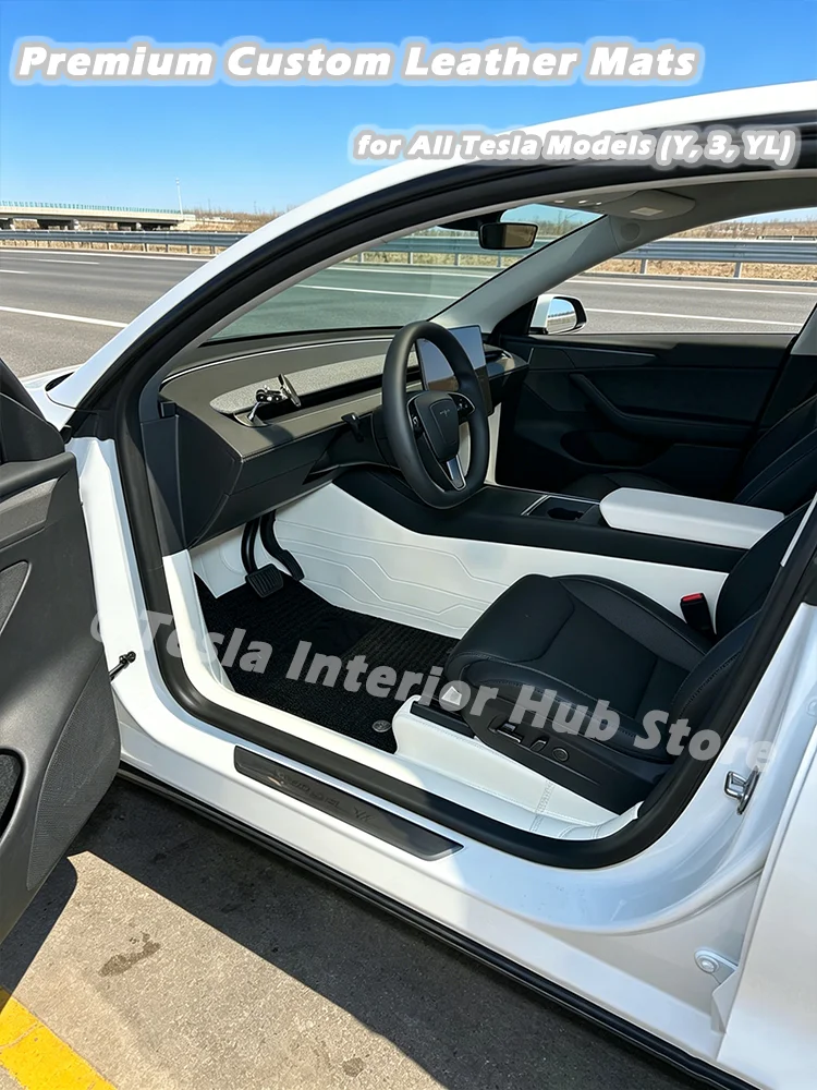 Custom Fit 3D Full Coverage Leather Floor Mats for Tesla Model YL/Y Juniper,Model 3Highland Premium Protect  All Color Available