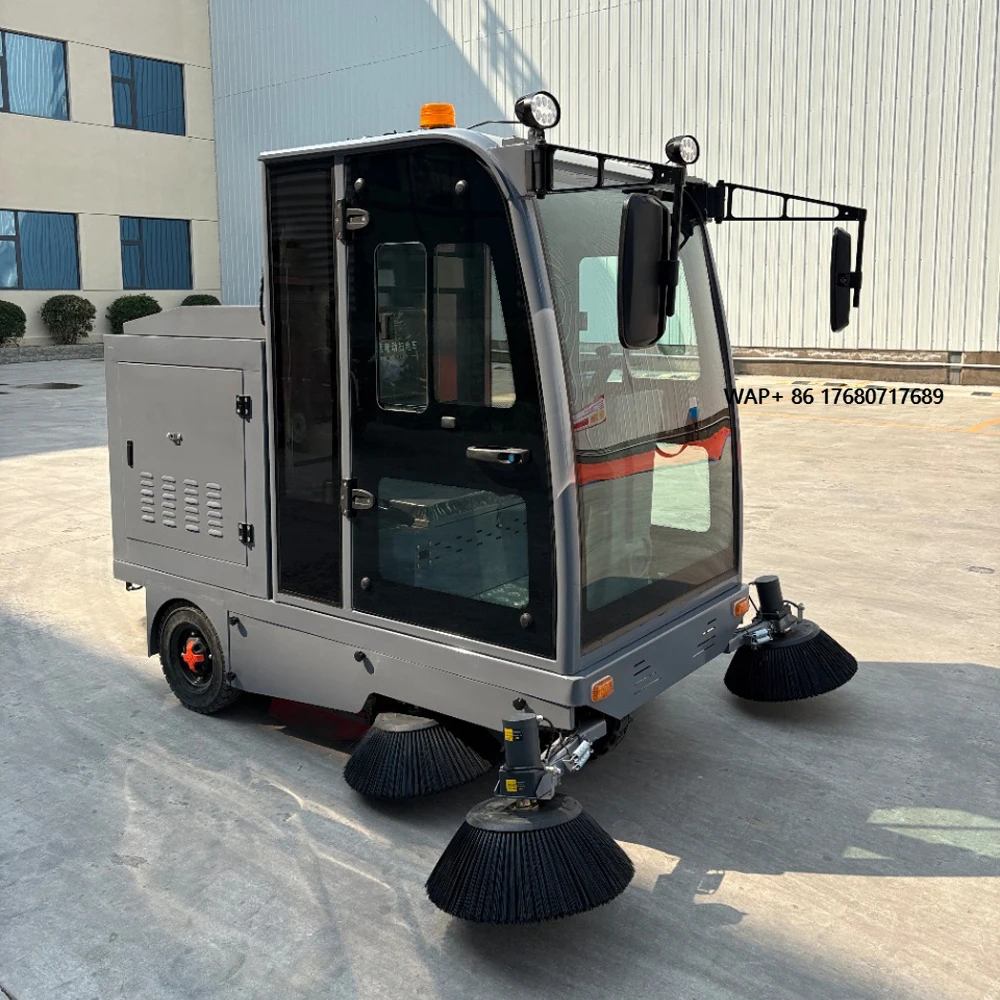 

Electric Ride-On New Road Sweeper Truck with All Closed Cab Automatic Cleaning Three-Wheel Five-Brush System