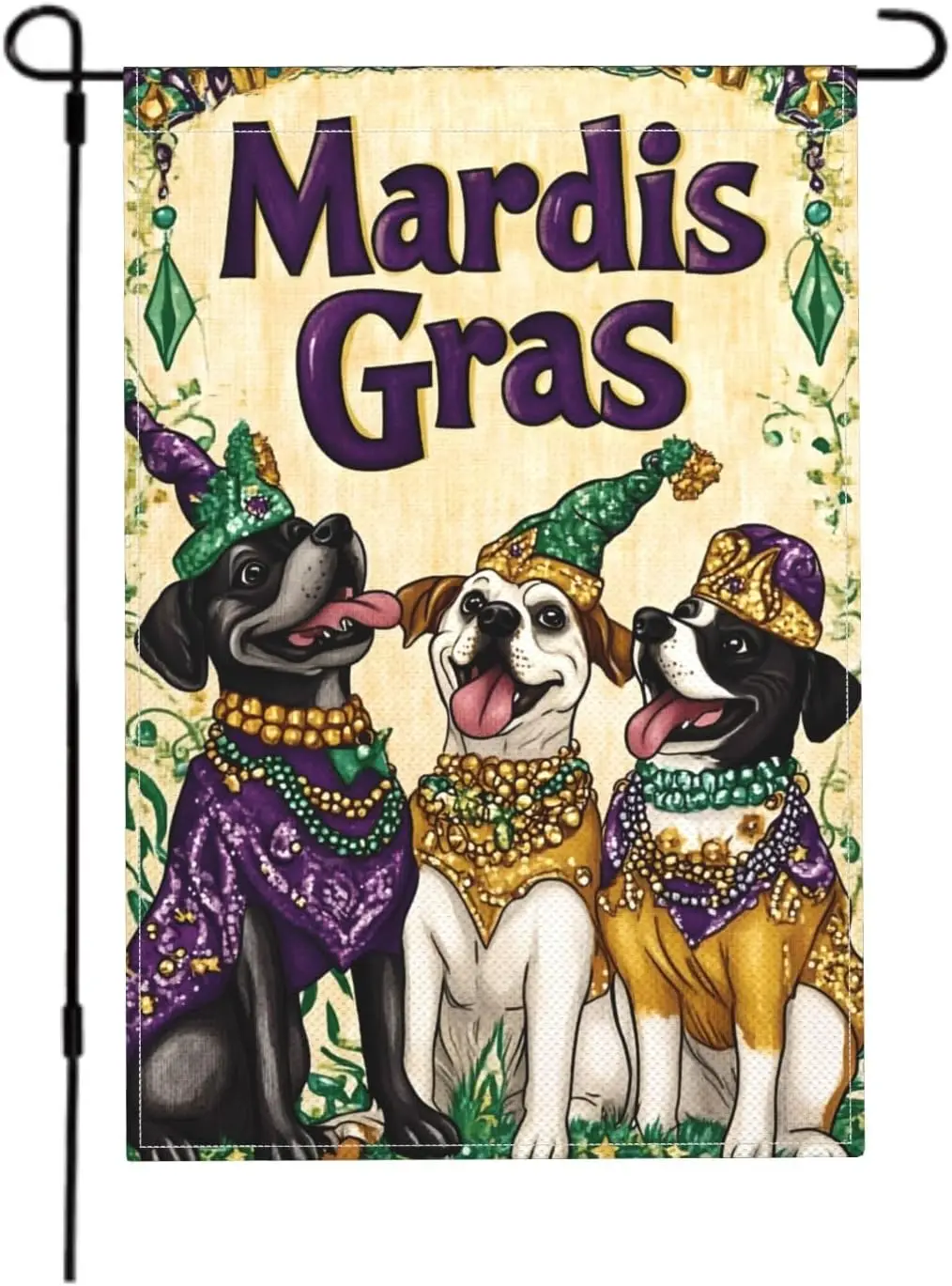 Mardi Gras Fleur de Lis Carnival Garden Flag 12x18 Dogs Double Sided Burlap Yard Flag Vertical Farmhouse Holiday Outside Dec yyi