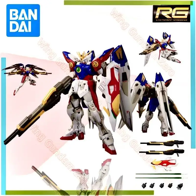 Bandai Original Anime ensamblar modelo figura de acción Gundam RG 1/144 Wing Gundam Zero articulaciones se mueve suavemente materiales de alta calidad