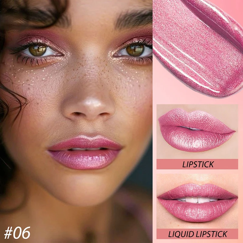 

【WHB】Sexy Metallic Pearlescent 2-in-1 Liquid Lipstick & Lip Gloss Shimmer Long-Lasting Moisturizing Waterproof Lip Makeup