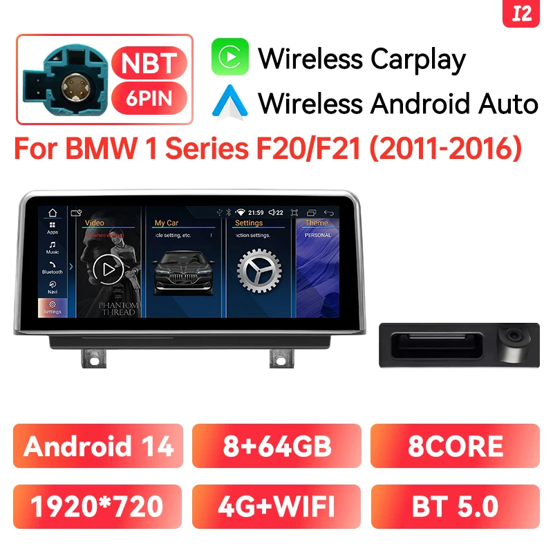Draadloze CarPlay Android Auto Multimedia Speler voor BMW 3 4 Serie F30-F36 1 Serie F20 Autostereo AI Spraak 4G WiFi GPS 8GB+128GB Head Unit