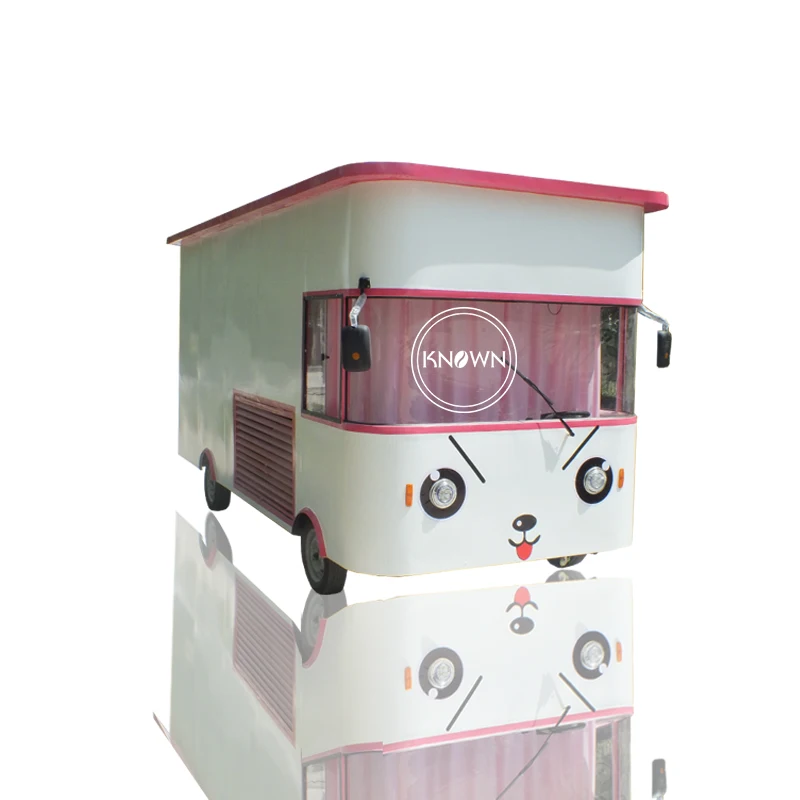 ステンレス鋼のモバイルファーストフード自動販売カート、通りの電気フードトラック、アイスクリームケータリングカー、2023