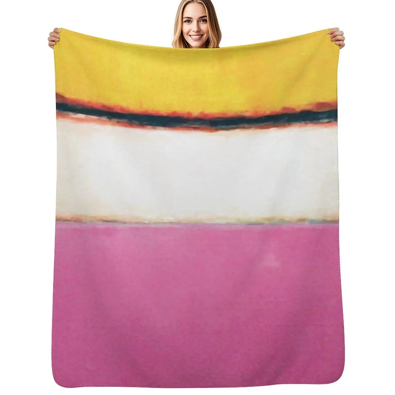 

Mark Rothko | White Center (Yellow, Pink and Lavender on Rose) Throw Blanket Stylish Couch Blanket for Home Living Room
