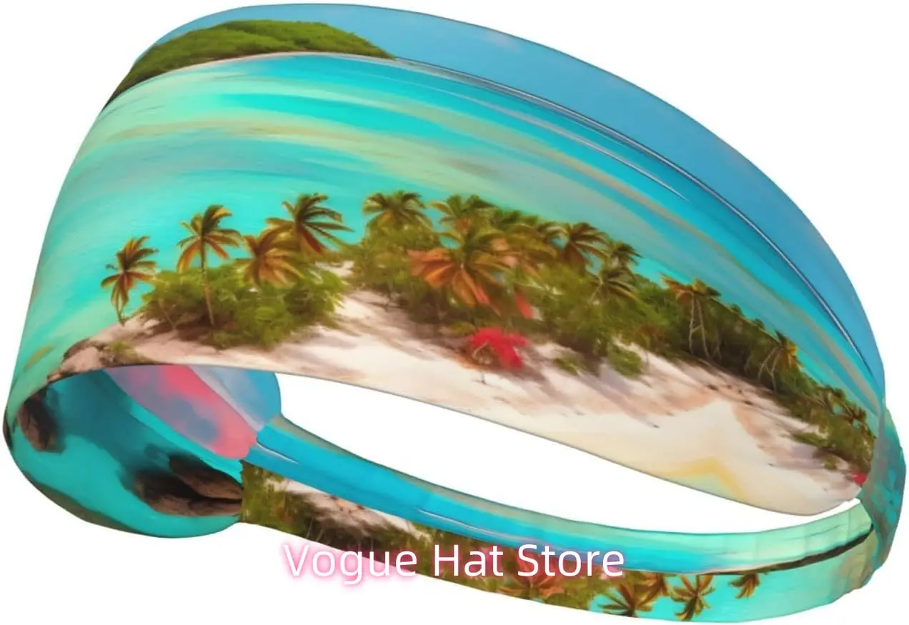 

Caribbean Scenery Elastic Exercise Headband, Fitness Exercise Yoga Cycling Headband, Outdoor Sports Elastic Sweat-Absorbing Head