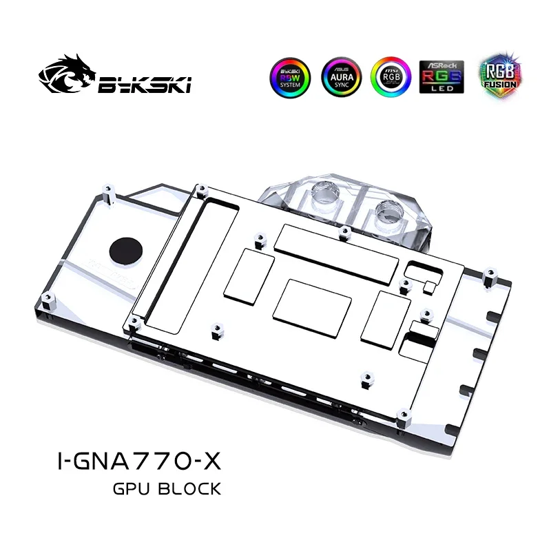 Bykski I-GNA770-X GPU 워터 블록, GUNIR 인텔 아크 A770 Flux 8G OC 그래픽 카드, PC 냉각, 풀 커버, 라디에이터