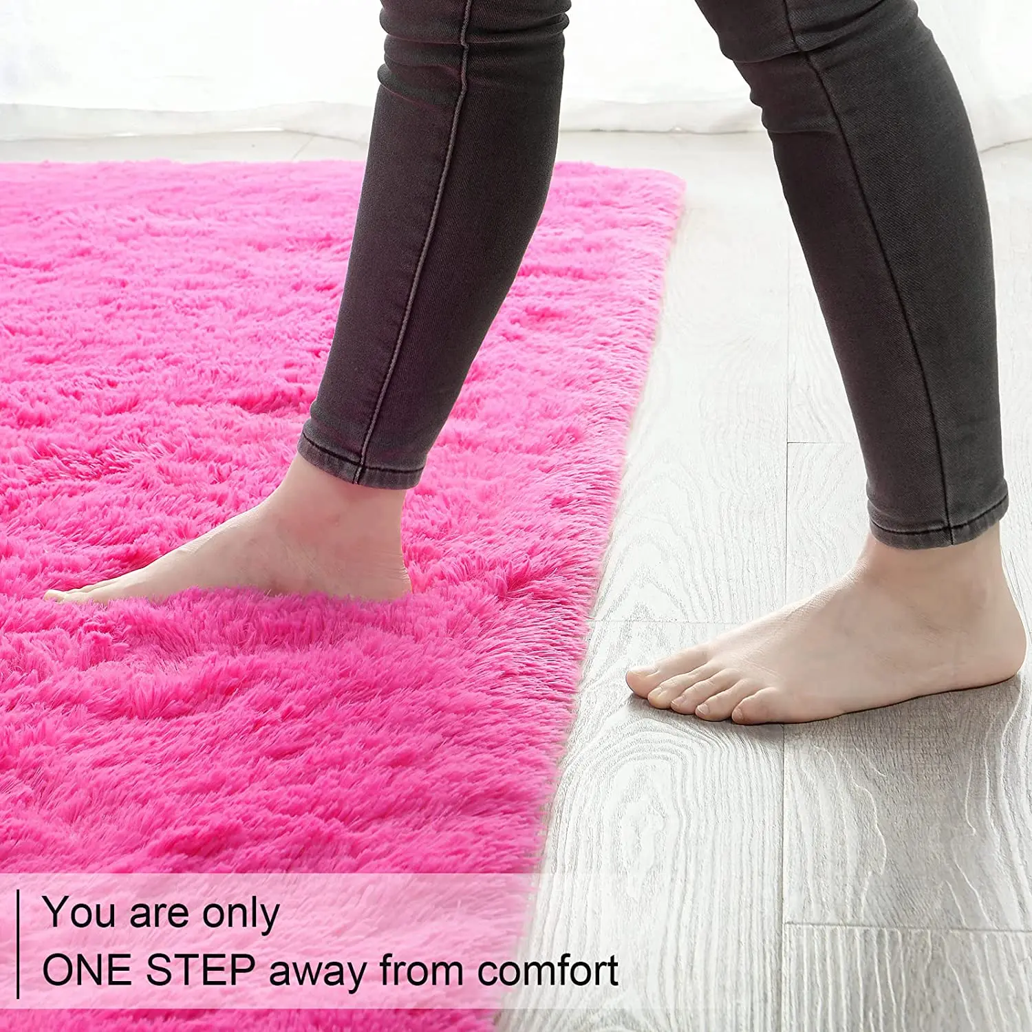 Fluffy Shag Bedroom Rug Hot Pink Area Rugs for Living Room Fuzzy Plush Dorm Rug Furry Carpet for Indoor Modern Soft Home Decor