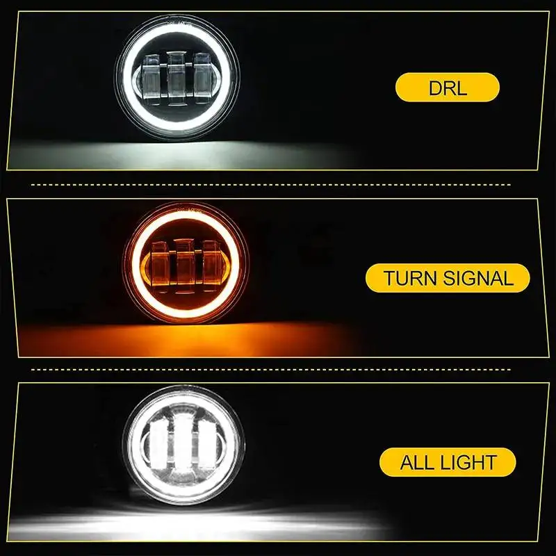 4 inch Car LED Headlight 30W LED Fog Light With White Halo Ring DRL Angel Eyes Light For Jeep Wrangler JK Dodge Off-Road