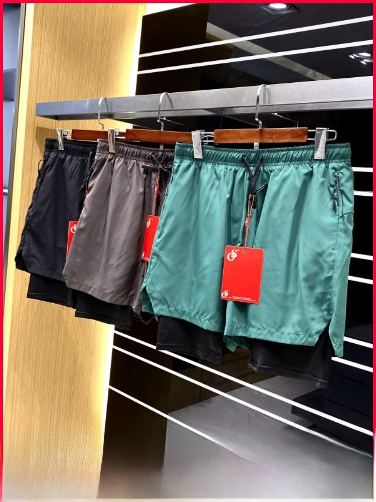 

Outdoor Sports Shorts Men's Summer Quick Dry Breathable Two-in-One Fitness Running Pants Polyester Fiber Casual Shorts