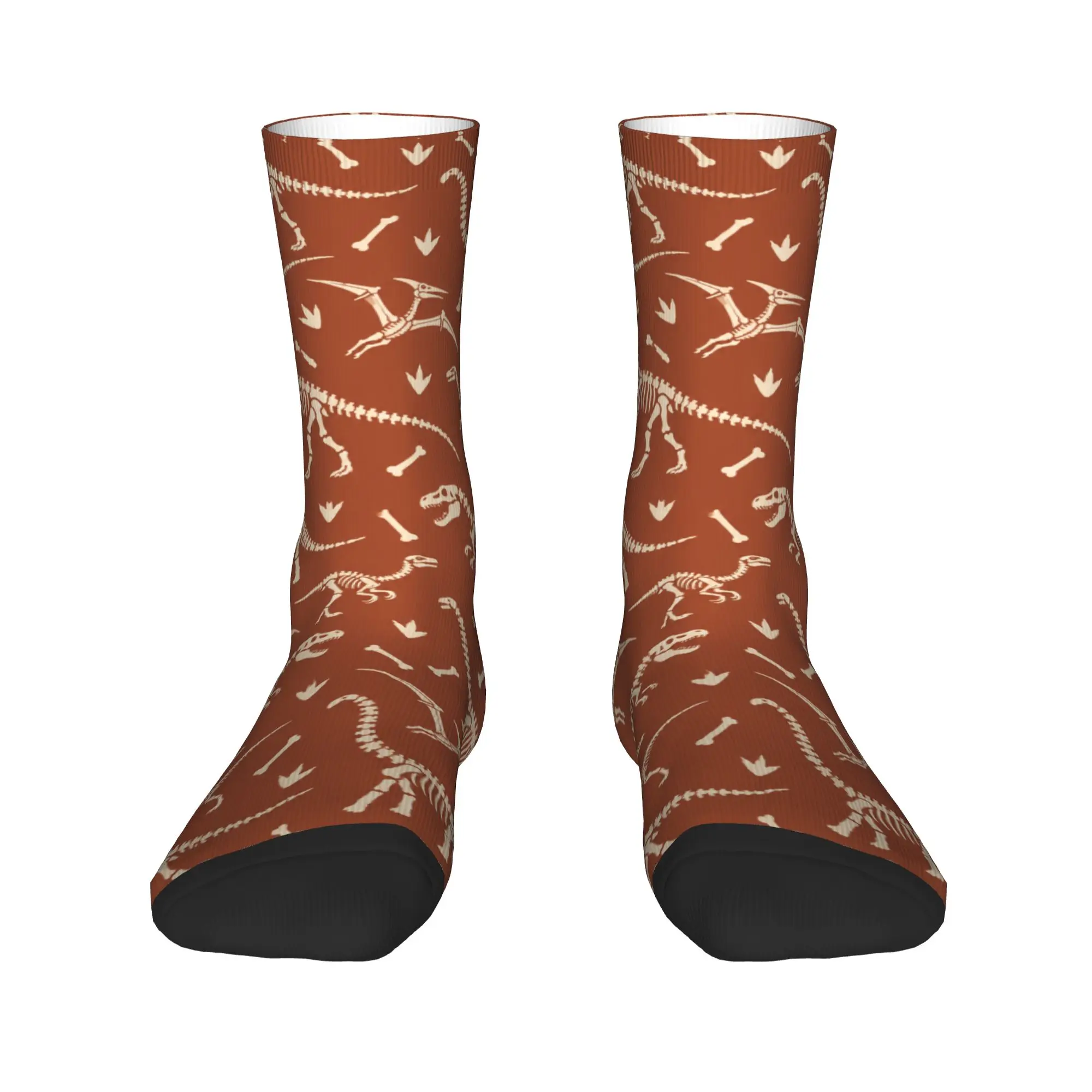 Novelty Retro Fossil Pattern Dress Socks Dinosaur Skeleton Print  Non-Slip Stockings Men's Soft  Socks Spring Modern Socks