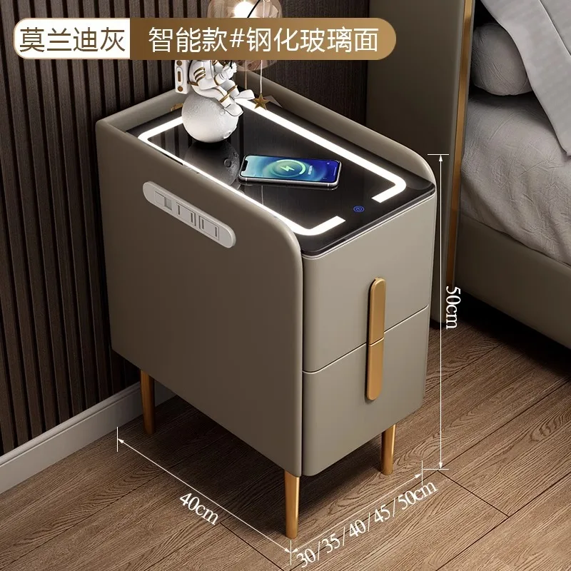 All solid wood smart bedside table, small charging bedside table