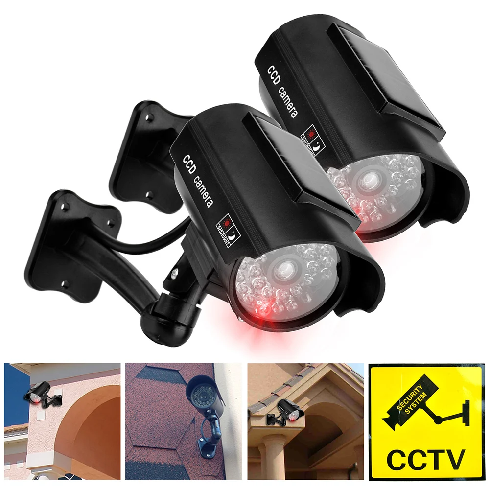 Realistic Dummy Surveillance Camera with Flashing Red LED Light for Indoor and Outdoor Security Deterrent Use