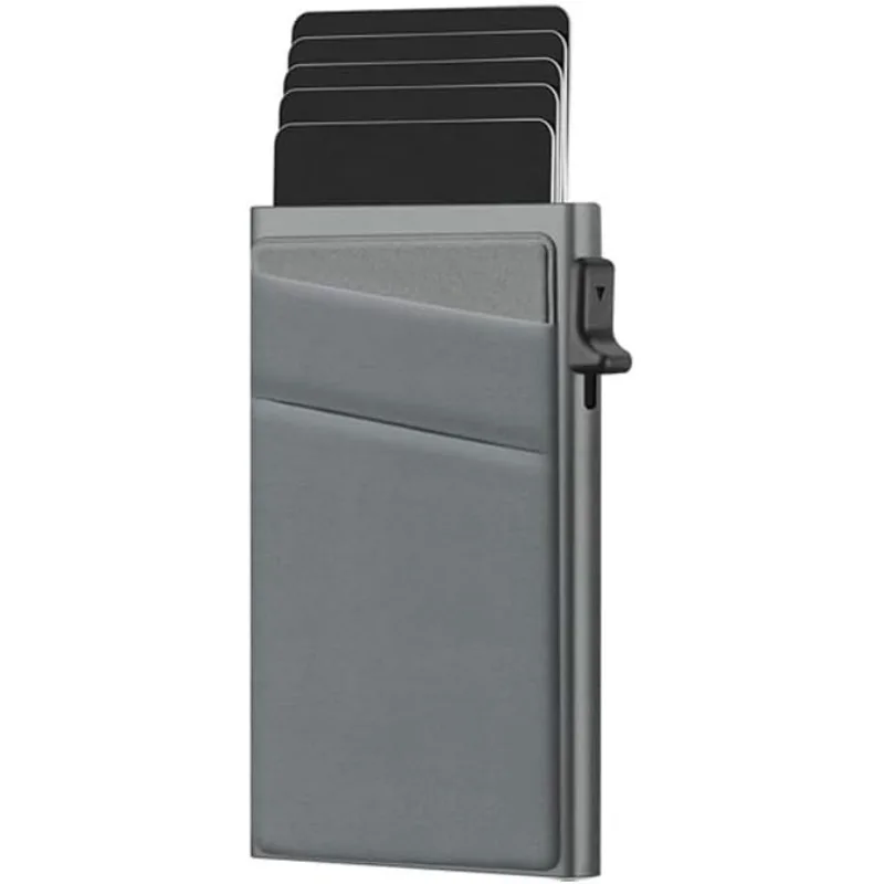 Herren-Kartenhalter, ultradünne Aluminium-Geldbörse mit RFID-Schutz und Münzfach – Detail 2