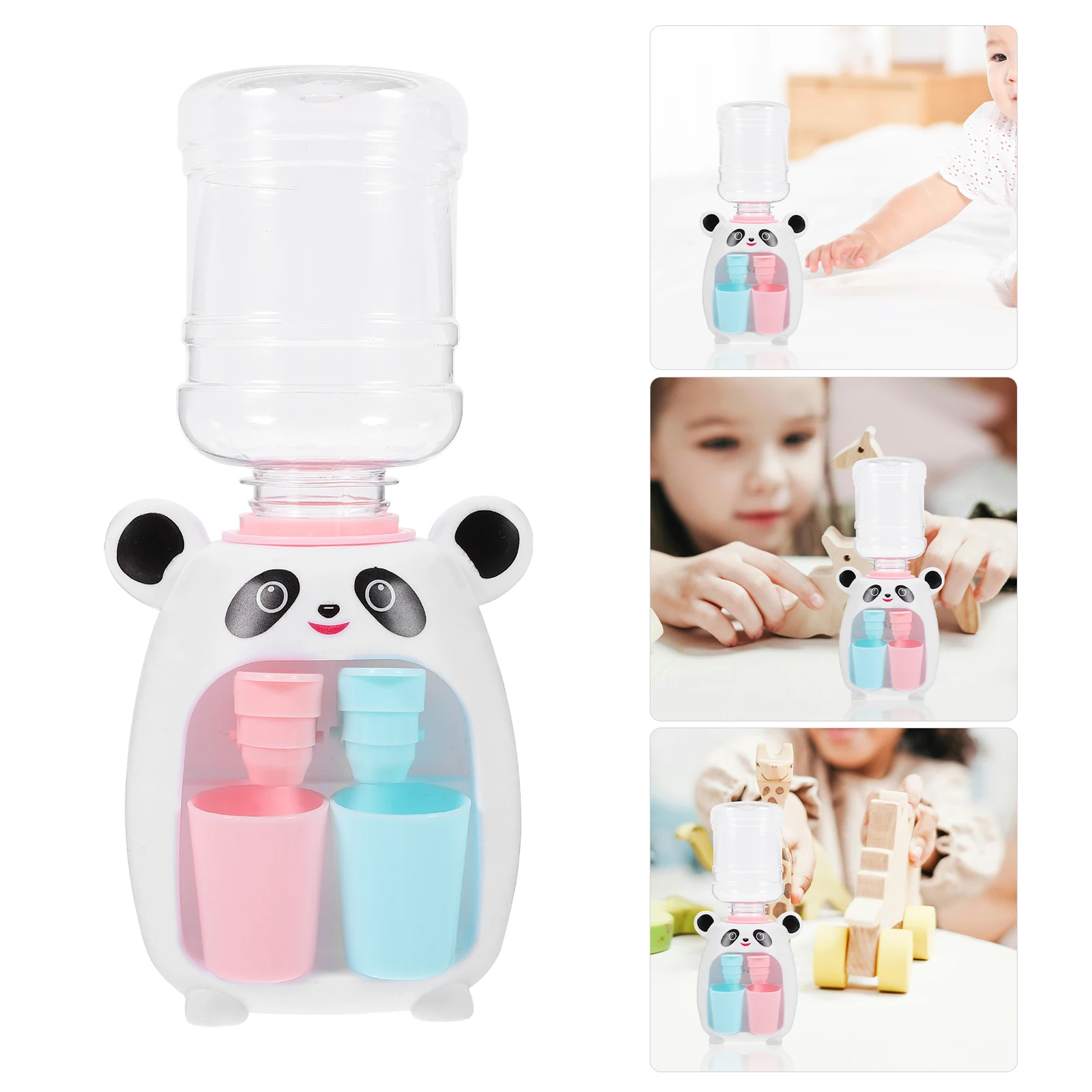 

Children Mini Cartoon Water Dispenser Panda Design Press Down Desktop Simulated Water Fountain Kitchen Appliance Toy