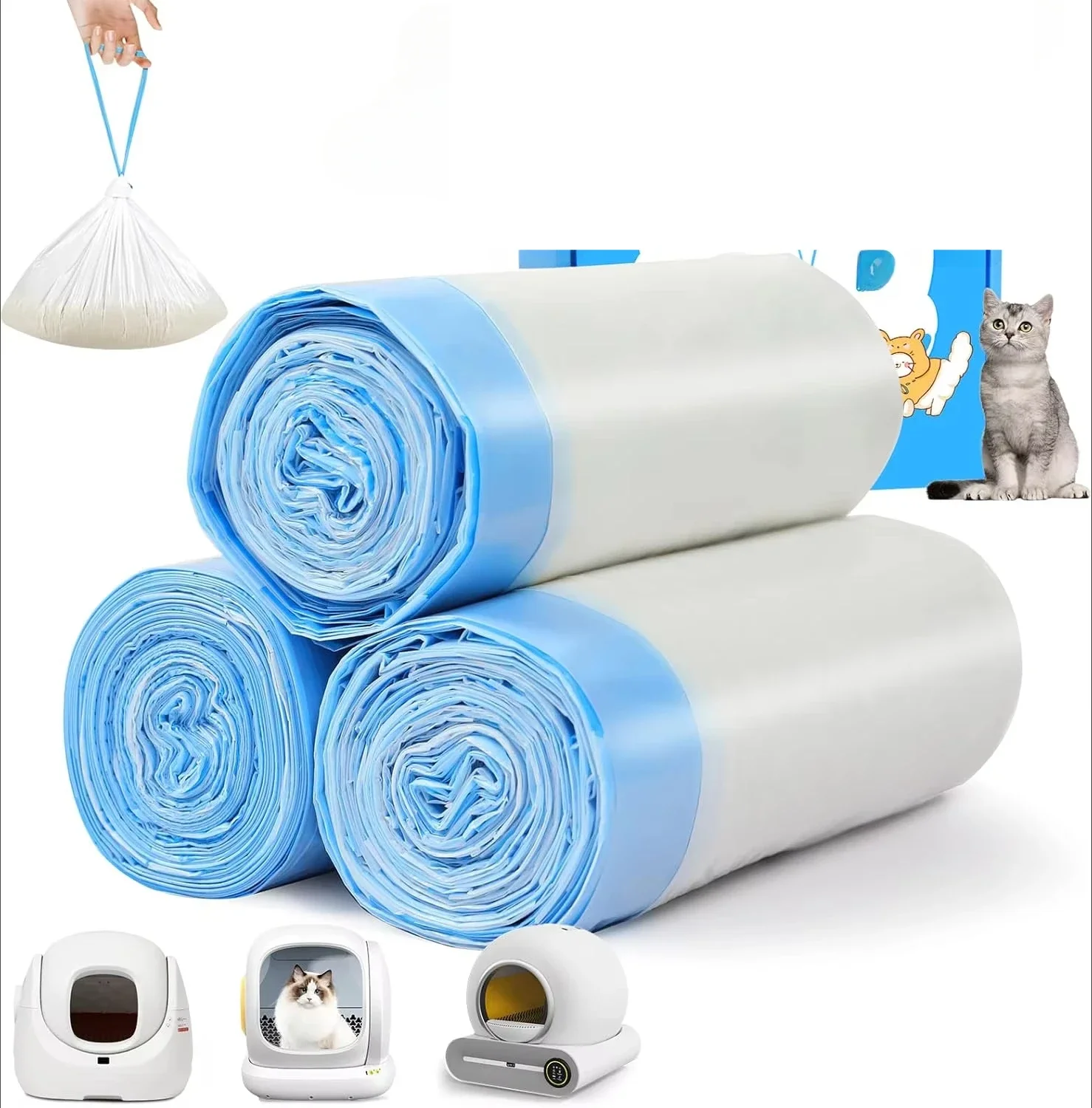 90 stuks kattenbakzakjes voor automatische extra dikke kattenbakvoeringen voor MeoWant/Catlink/Tonepie toiletten