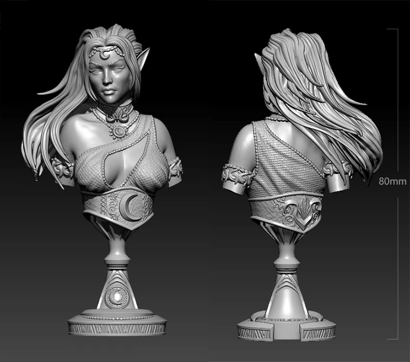 

80mm Resin Model Moonlight Goddess Bust Figure Sculpture Unpainted Unassembled RW-814