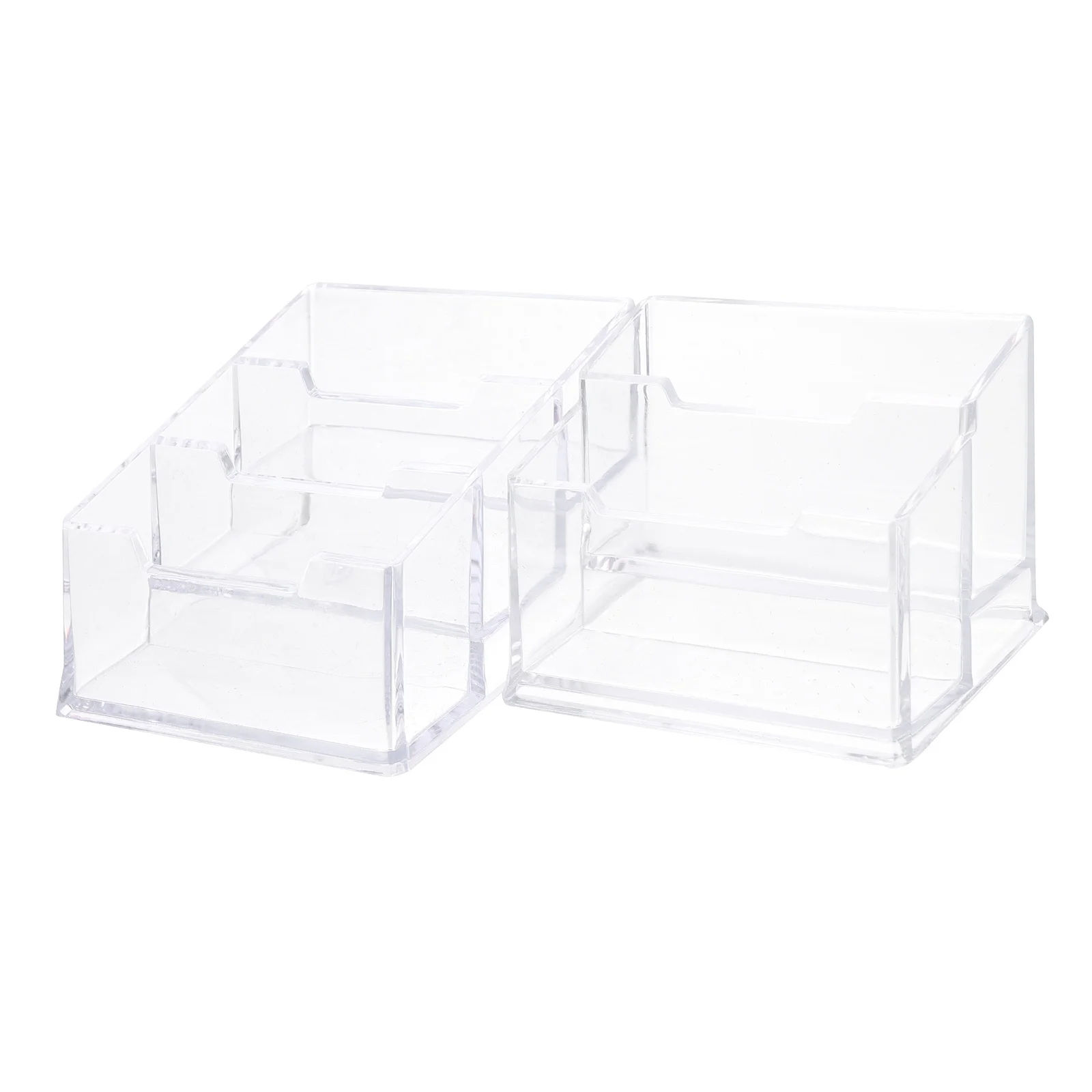 

2Pcs Acrylic Business Card Holder Transparent Desktop Stand Sturdy Non-Slip Base for Office Card Management Supply
