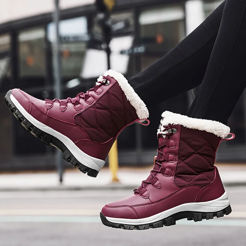 Winter Boots for Women High Quality Snow Boots Platform Thick Sole Outdoor Anti Slip Comfortable Work Shoes Warm Cotton Boots