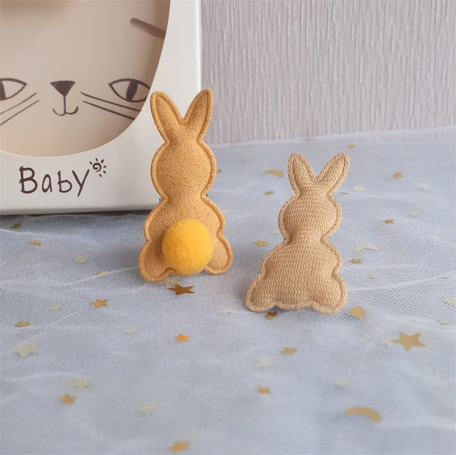 30Pcs/Lot 3*4cm Stripe Rabbit Head Pads Patches Appliques For Craft Clothes Sewing Supplies DIY Hair Clip Accessorie Hat Patches