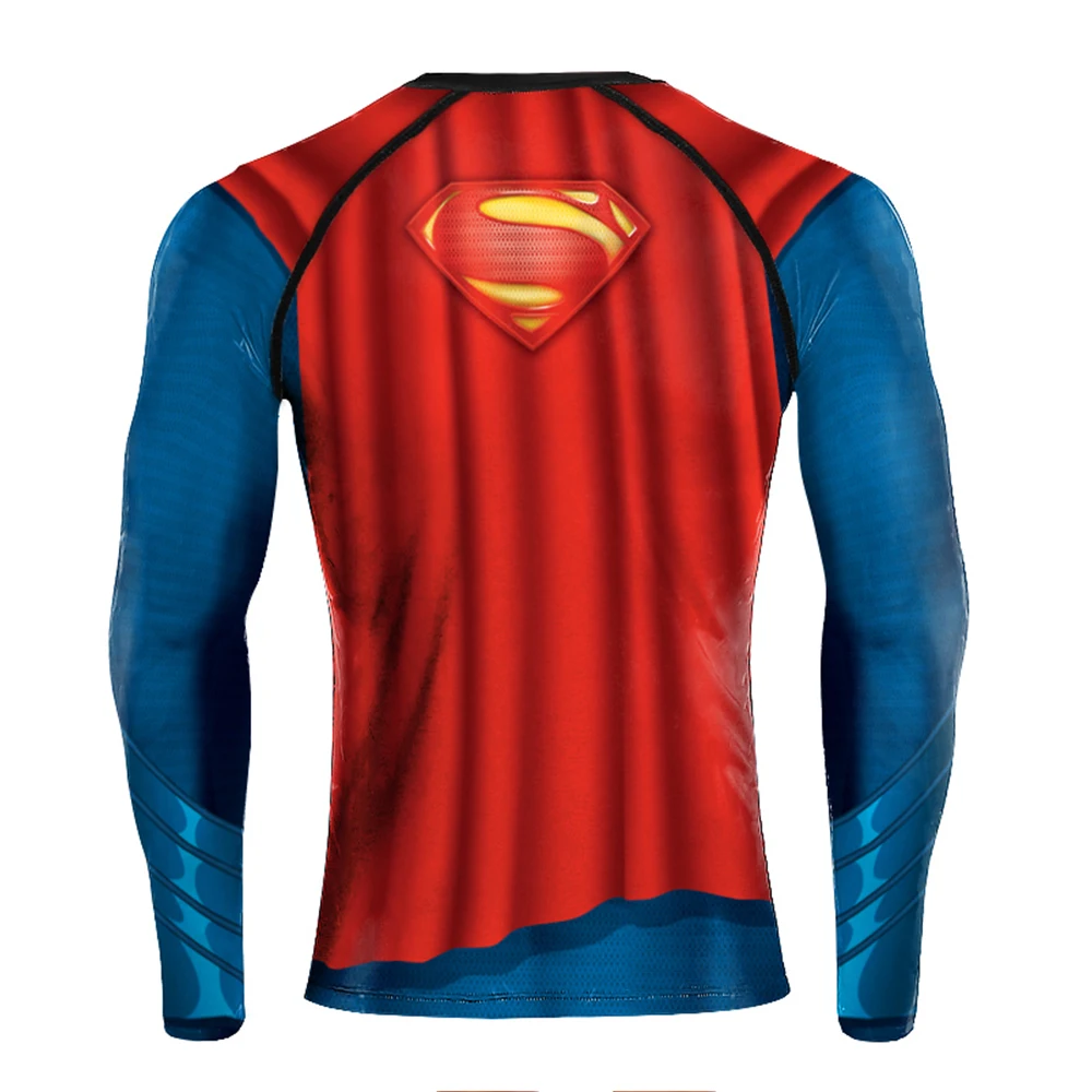 Super Mens Compression T-Shirt Long Sleeve 3D Tight Fitness Gym Sports Digital Printed Running Shirts Hero Jerseys Cosplay Top