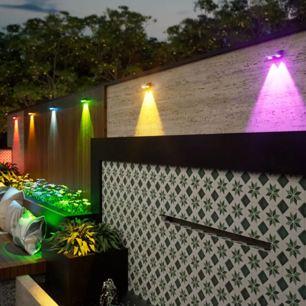 Waterproof Solar Wall Light Energy-Saving Wall-Mounted RGB Wall Light High-Efficiency Solar Panel Gradient Glow