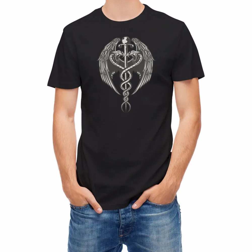 

Caduceus Snake Wings Medical Badge T Shirt. Short Sleeve 100% Cotton Casual T-shirts Loose Top Size S-3XL