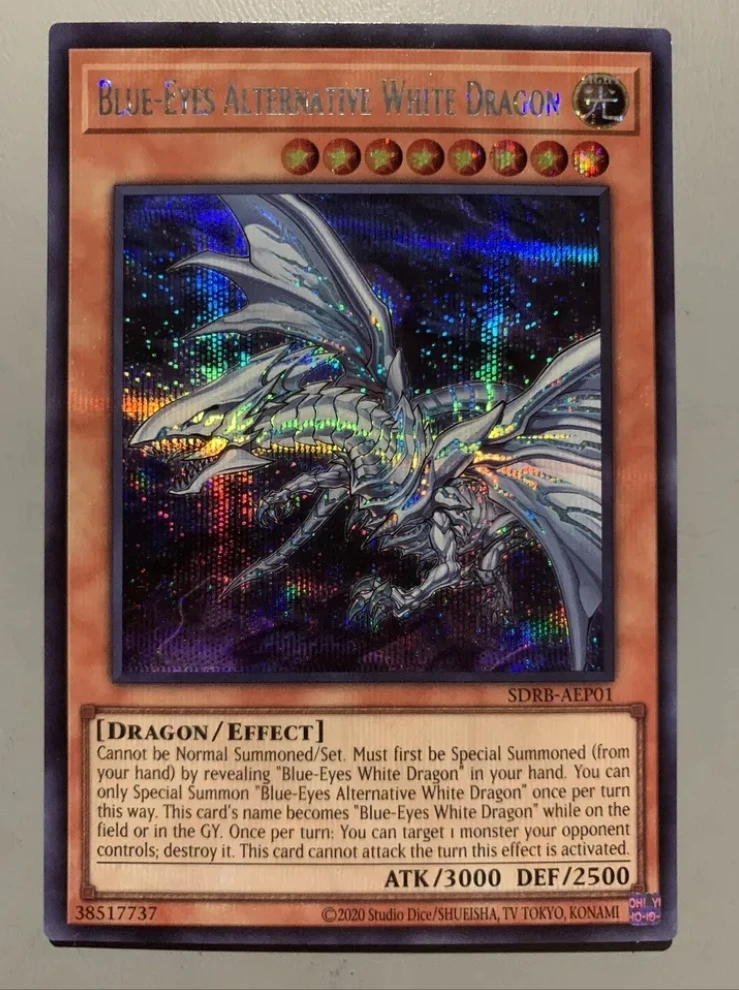 Yugioh KONAMI Duel Monsters SDBR-AEP01 Blue-Eyes Alternative White Dragon Secret Rare Asian English Collection Mint Card