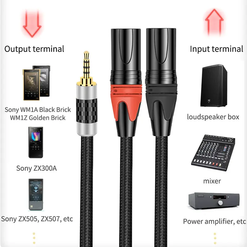 Hifi 2.5mm to 2XLR Cable High Quality OFC Silver Plating 2.5mm TRRS Balanced to 2 XLR Cable for Sound Systems Amplifiers