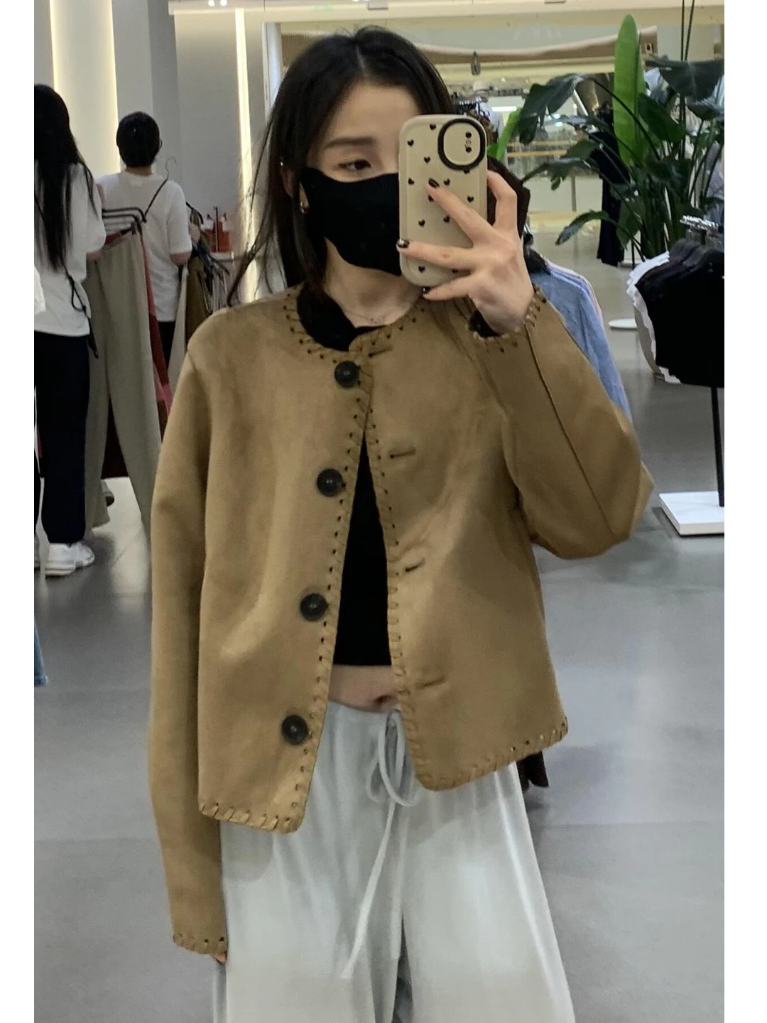 Dames ort Suede Jaet American Sle gebreide bruine zeemeermin ort jas winddichte rechte snit lange Sve ronde Ne Top