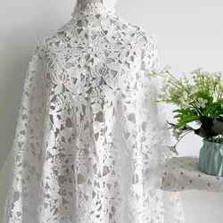 High quality Milk silk lace tissu Water soluble hollow leaves patchwork High end dress cheongsam fabric