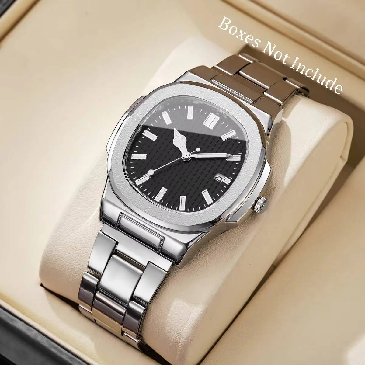 Luxury Square Men Business Watches Calendar Mens Quartz Watch Clock Gift Reloj Hombre（Without Box）