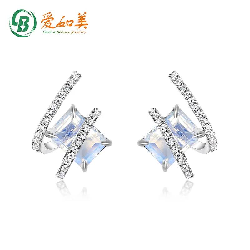 

Geometric Earrings 18K Gold PT950 Platinum Silver Plated 7-layer Gold Earrings with A Niche Design, Green Sugar Cube