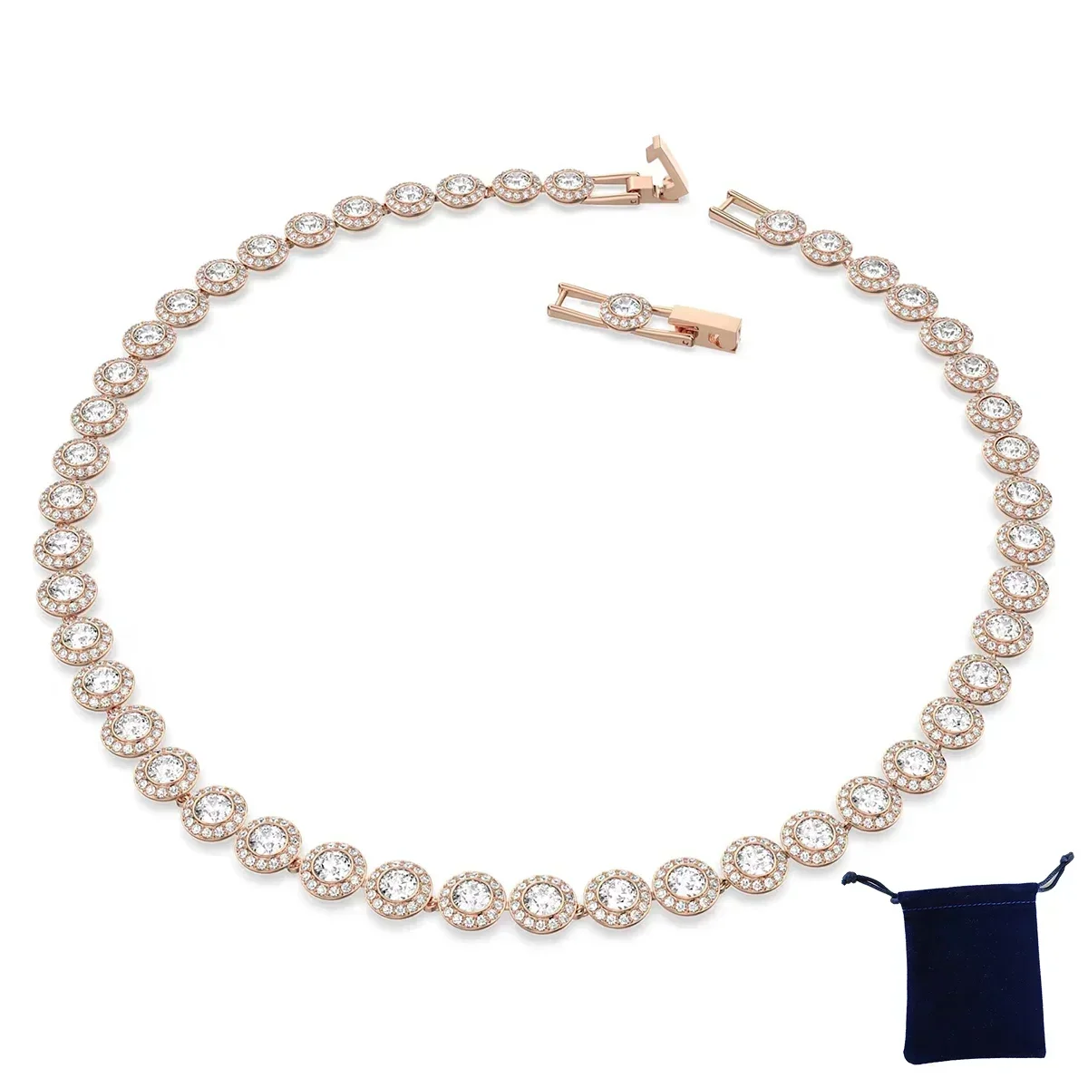 Hoge kwaliteit dames klassieke geluk diamant ronde kristallen ketting set S925 zilveren prachtige Una Angelic-serie sieradenset