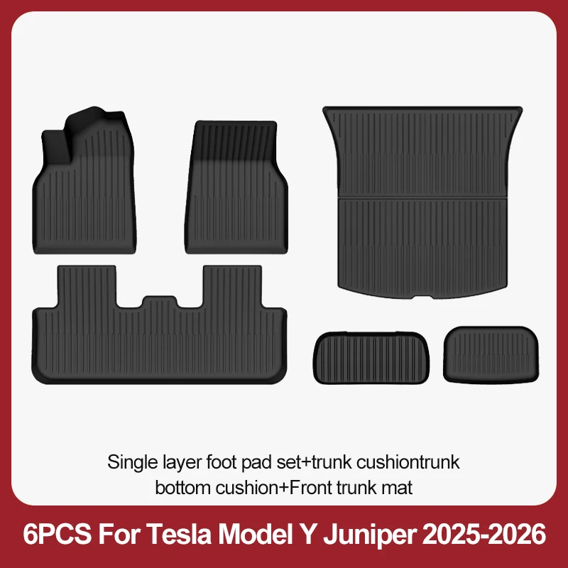 BYTON Voor Tesla Model Y Juniper 2025-2026 Premium/Performance TPE Vloermatten Bagagebak Automatten Slijtvaste Matten Waterdicht