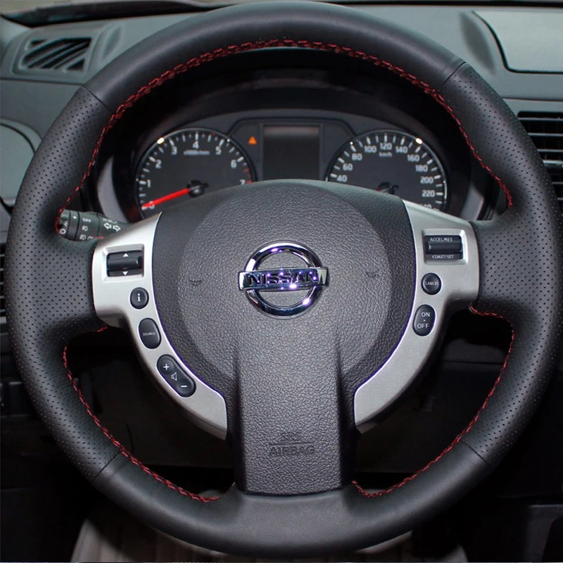 Car Steering Wheel Cover for Nissan QASHQAI X-Trail Nissan NV200 Rogue Diy Hand-sewn Sewing Genuine Leather Braid Steering Wheel