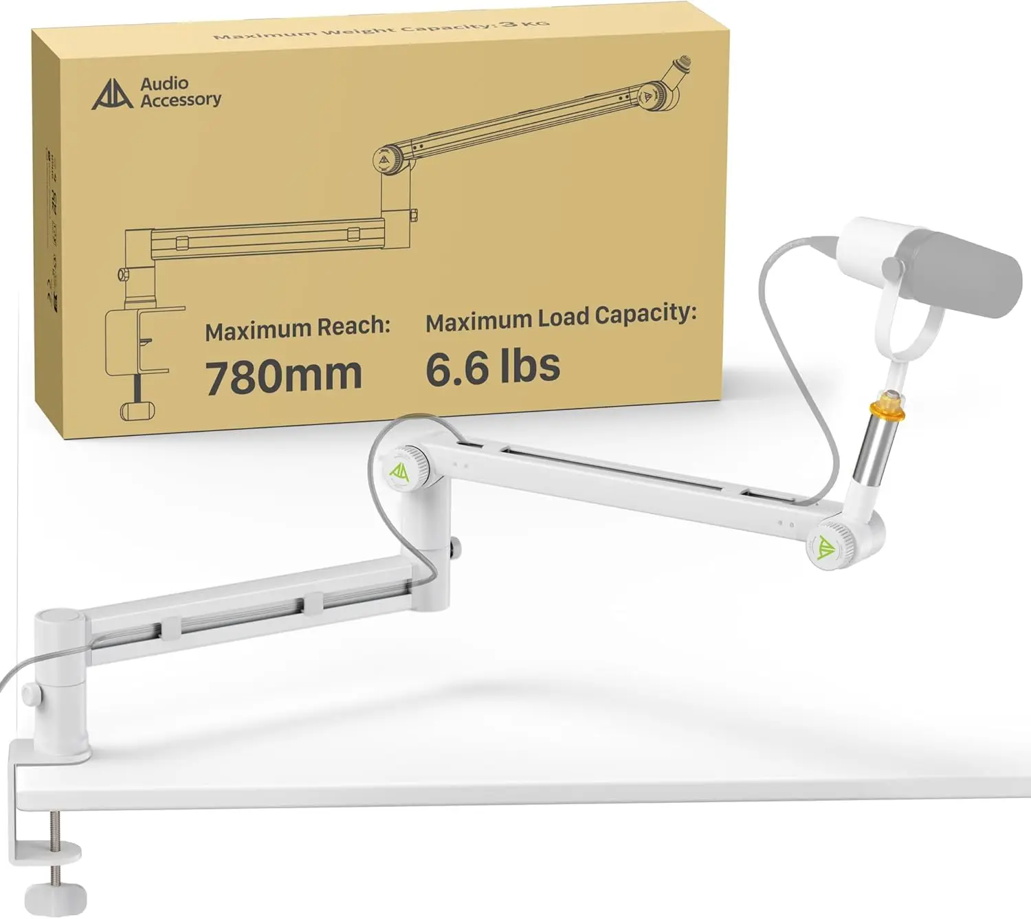 

Усиленный белый штатив-пантограф с фиксатором, грузоподъемность 3 кг, для студийных микрофонов
