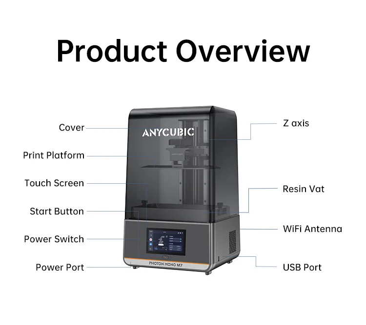 ANYCUBIC Photon Mono M7 14K Mono MSLA 3D Printer 10'' 14K LCD Resin 3D Printer Speed Up to 150mm/h Printing Size 223*126*230mm