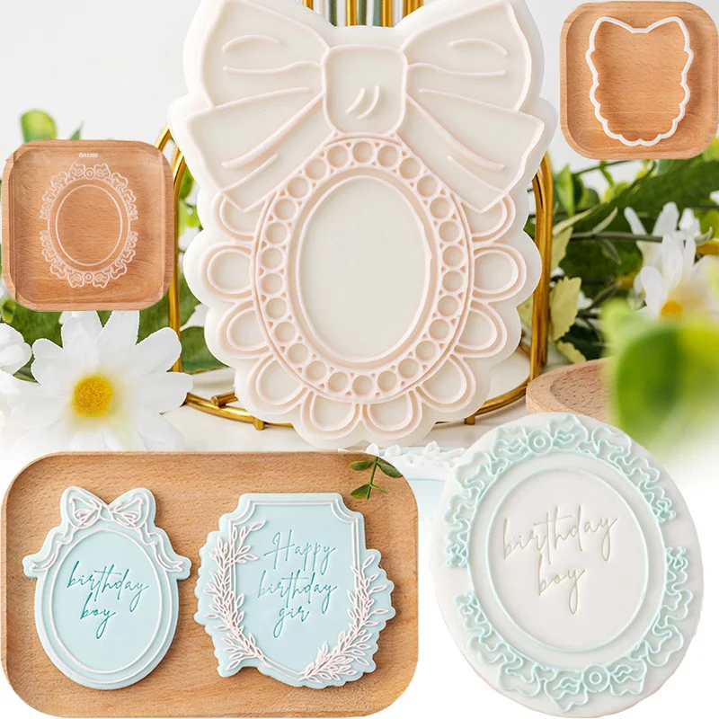 New Retro Patterns Cookie Embosser Mould Set Cake Tools Cutter Set Biscuits Fondant Moulds Decorating Baking Tools Bakeware