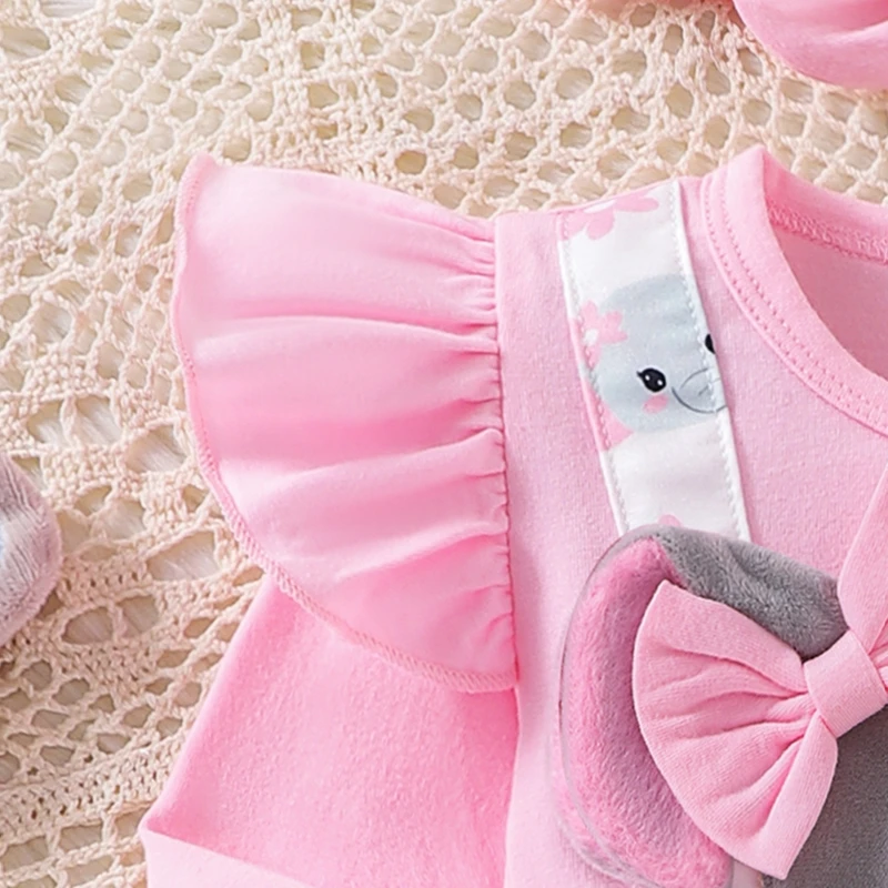 الفتيات الفيل طباعة طويلة الأكمام الطبقات تول فستان عارضة مع عقال ، جولة الرقبة ، فستان الأميرة للأطفال ، الخريف