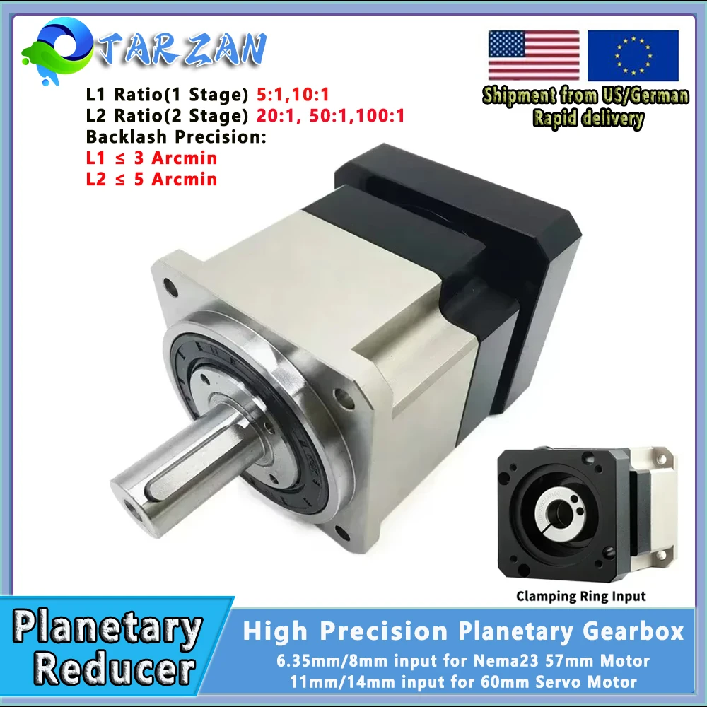 

Высокоточный винтовой механизм Nema23, планетарный редуктор, вход 6,35/8/11/14 мм для шагового двигателя 57 мм/серворедуктор 60 мм 3 Arcmin