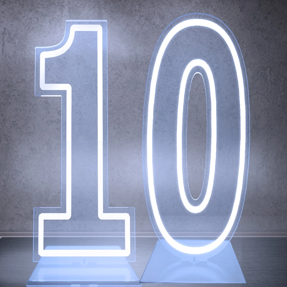 100 cm Groot Formaat Dual Digit Neon Sign Acryl Digitale Licht voor Sweet 10 16 18 21 Verjaardagsfeestje decoratie